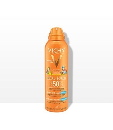 VICHY IDEAL SOLEIL 50+ BRUMA INFANTIL ANTIARENA 200 ML,antiarena,alta protección,encuentralo en FARMACIA SUBIRATS.
